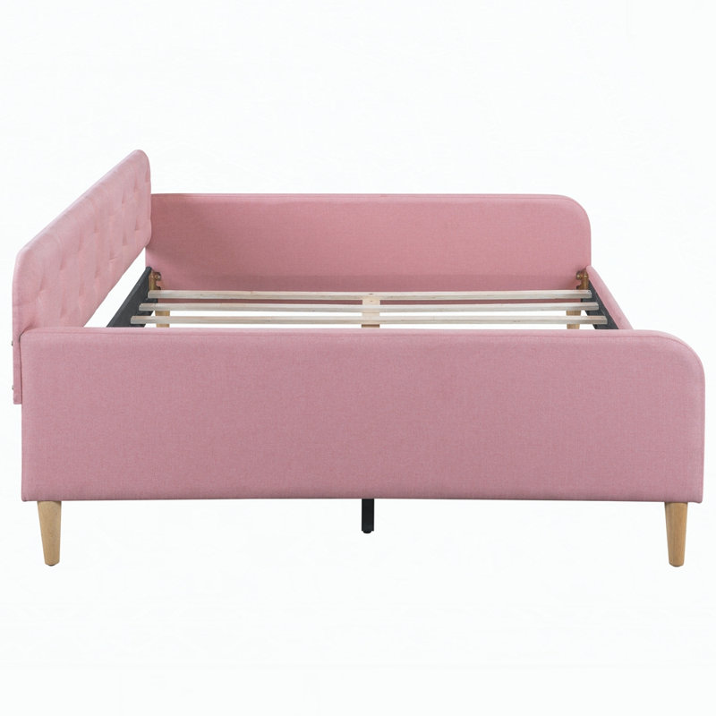 Versatile Upholstered Daybed with Sturdy Construction for All Needs, Pink