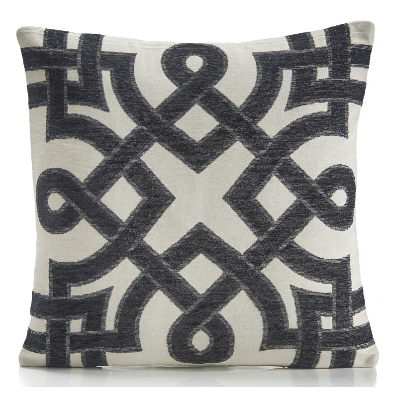 Cabrero Geometric Silver Square Throw Pillow Cover, Black