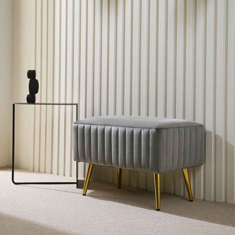 Lit tapissier et banc d'entrée Cayley-Jade, Gris, H 16 po x l 24,40 po x P 15,70 po