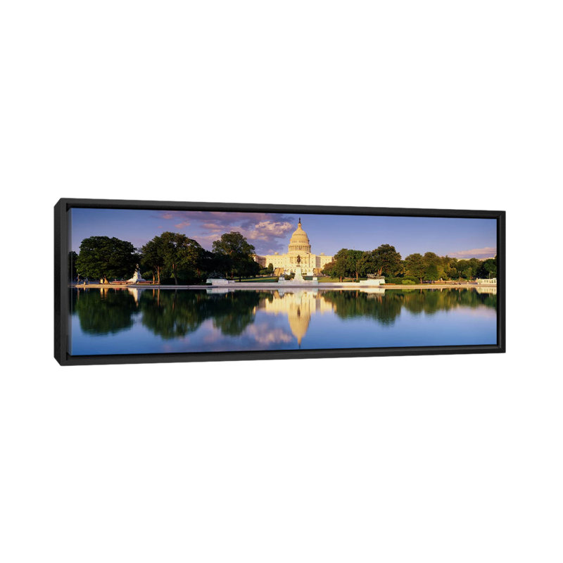 " US Capitol Washington DC " by Panoramic Images, Black Framed Canvas, 12" H x 36" W x 1.5" D