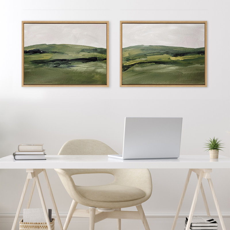«Green Mountain Landscape I and II» par Amy Lighthall, ensemble d'art mural sur toile encadrée, Doré