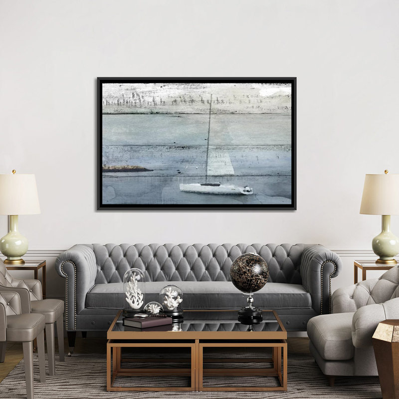 «La Barque Neptune», impression sur toile, H 32 po x l 48 po x P 1,5 po, Toile avec cadre noir, Pas de tapis