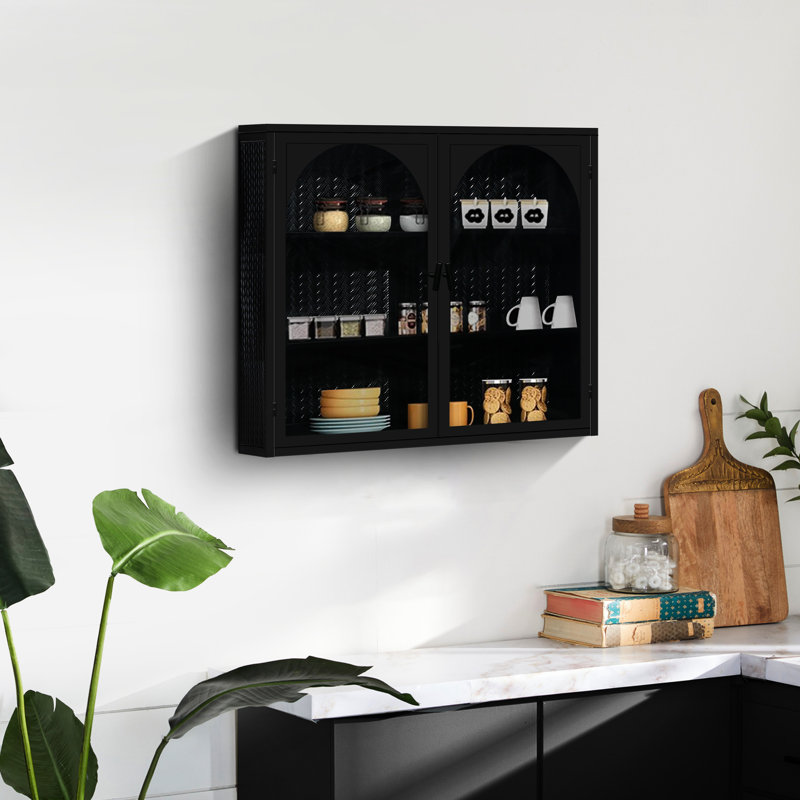Armoire murale noire avec tablette amovible, répond aux besoins de rangement de la salle à manger, tablette de 27,09 po - Organisez votre salle de bain