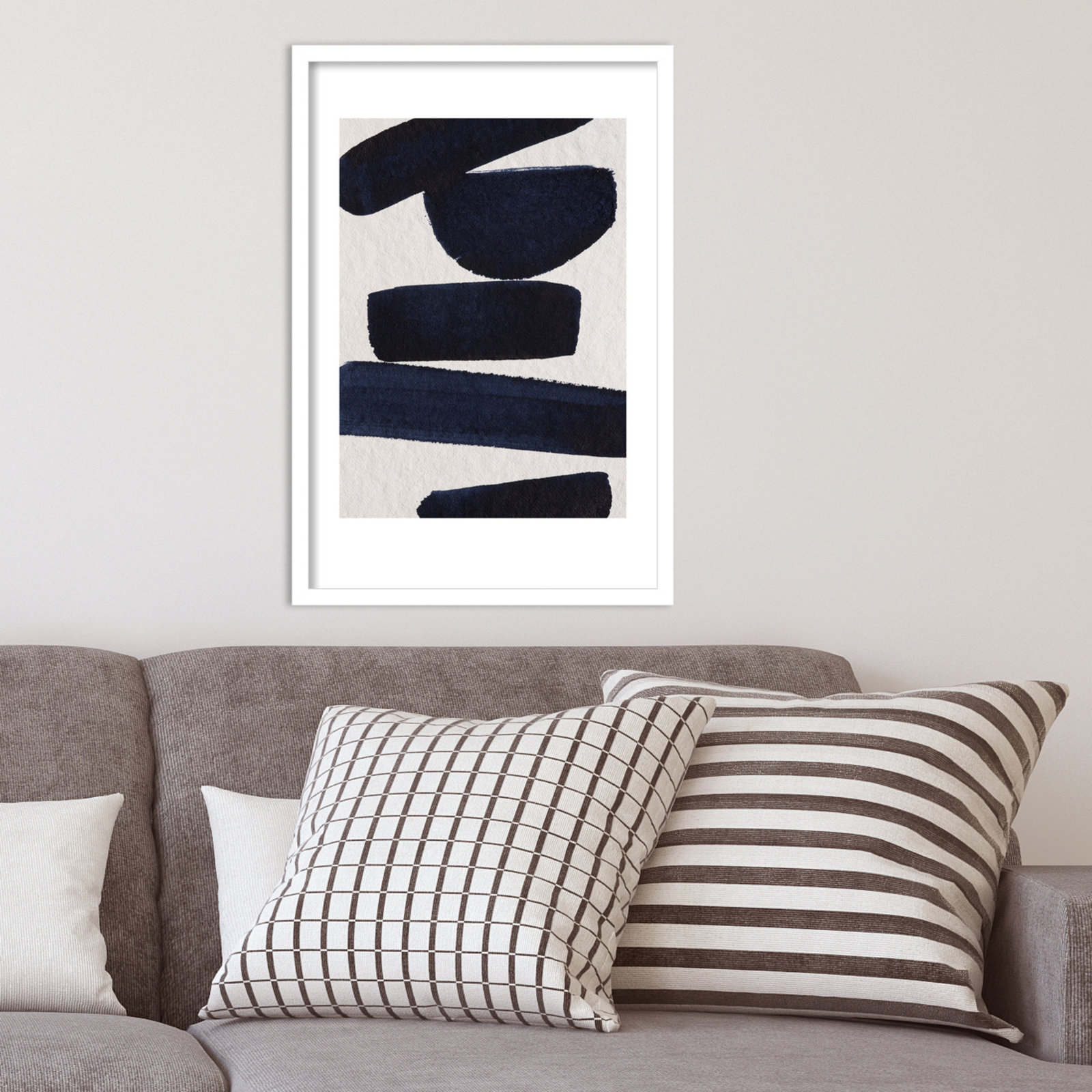 Japandi 5 by Simon West, White, 25.6" H x 17.4" W x 0.88" D