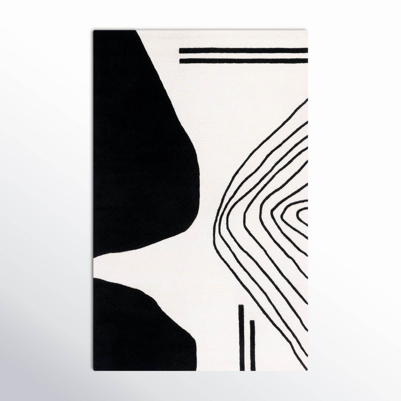 Felipe Handmade Wool Ivory/Black Rug, Rectangle 2' x 3'