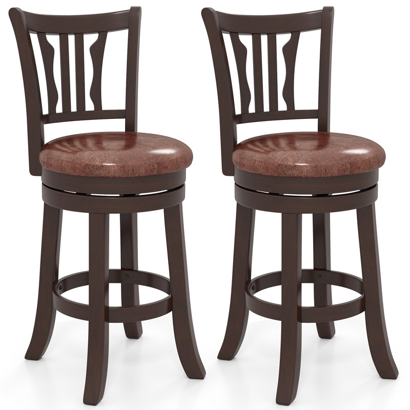 Ensemble de 2 tabourets de bar pivotants à hauteur de comptoir 26 po avec siège et dossier en similicuir, 2