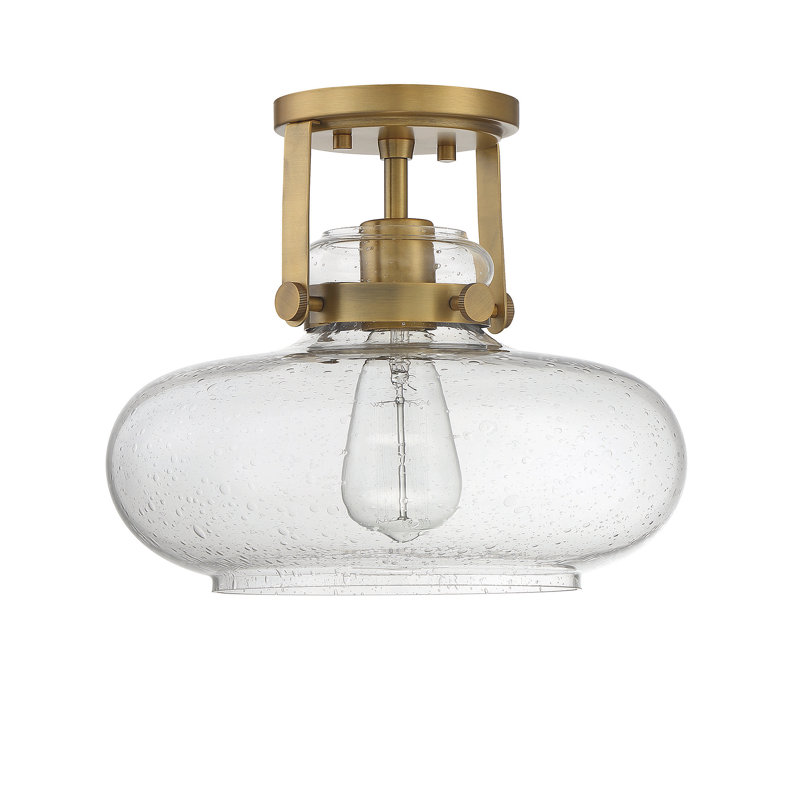 Plafonnier semi-encastré 1 lumière 12 po Deebora, Laiton