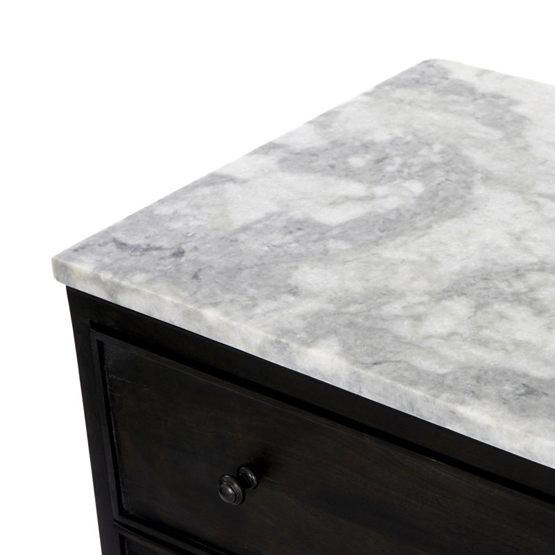 Odette Nightstand-antique Belgium Bleach, Dark Reclaimed/White Statuario Marble