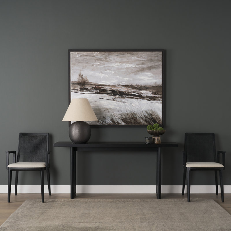 Cinna 65.0L X 16.0W X 29.0H Medium Solid Wood W/Cane Console Table, Black