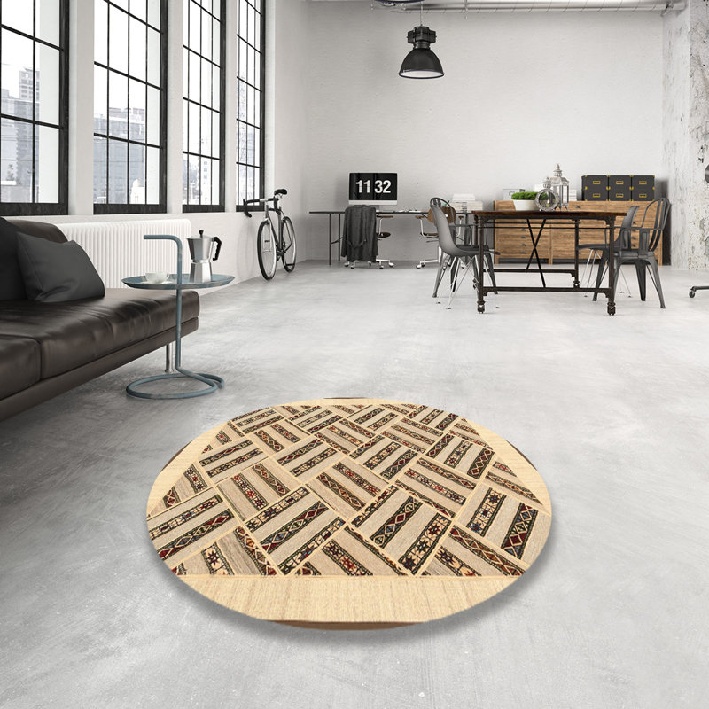 Tapis brun clair / brun clair, Rond 5 pi