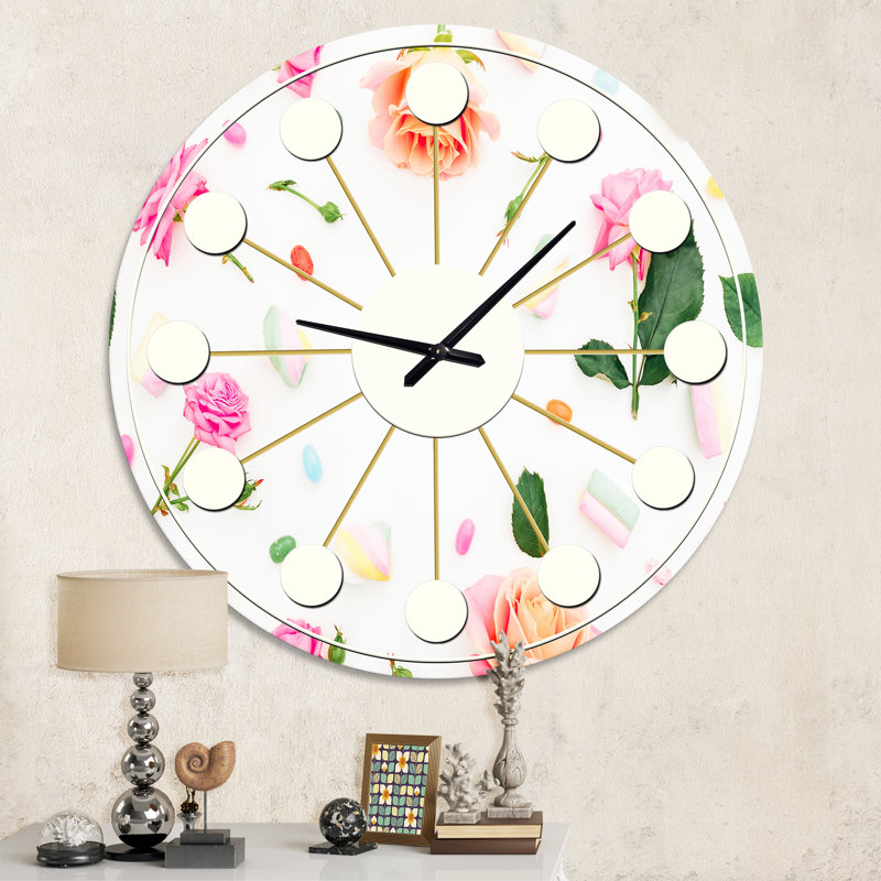 Horloge murale Floral Botanical Retro VI - Mid-Century, Moyenne