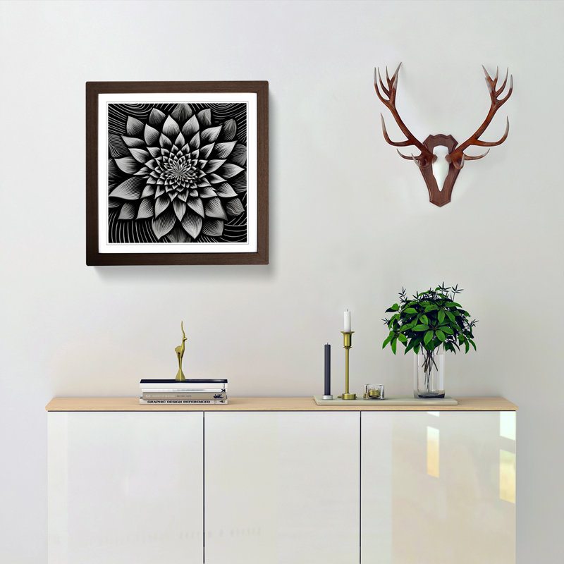 Lotus Flower Op Art - Framed Print, Walnut