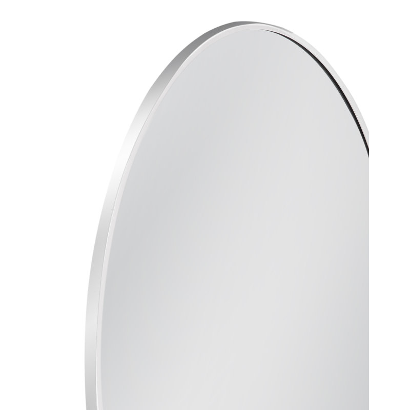 Miroir mural Venango - Cadre ovale en chrome avec style moderne classique