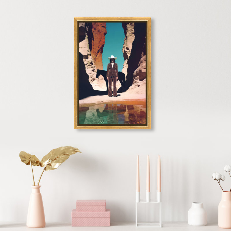 Cowgirl's Surreal Print by Oliver Gal, 11"H x 16"W, Gold Floater Frame