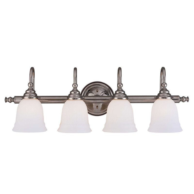 Luminaire pour meuble-lavabo à 4 lumières à intensité variable en verre chromé Busch, Chrome
