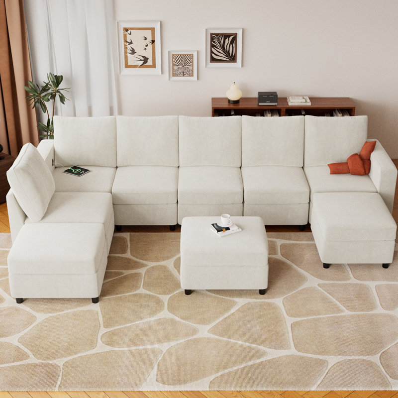 Canapé modulaire 9 pièces VINGLI, Chenille beige