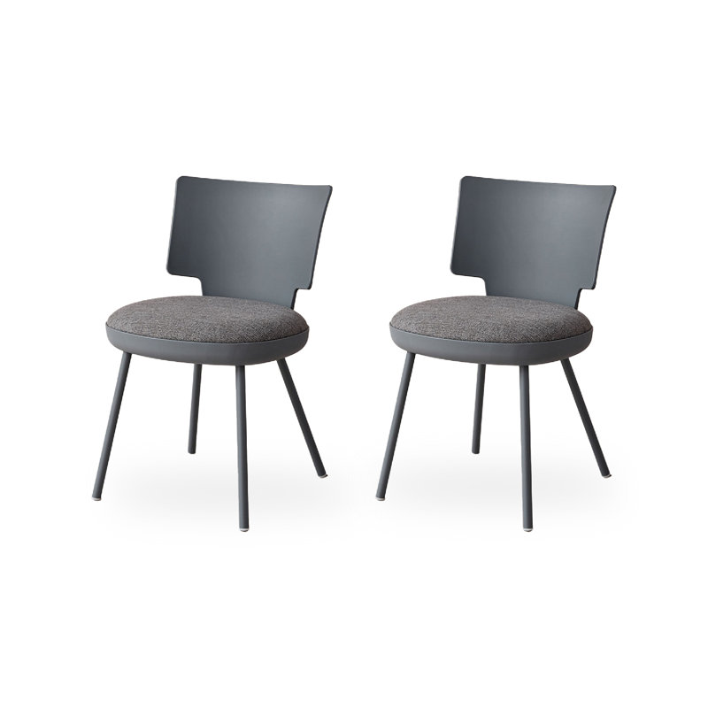 Chaise de salle à manger rembourrée en plastique moderne et simple, Gris