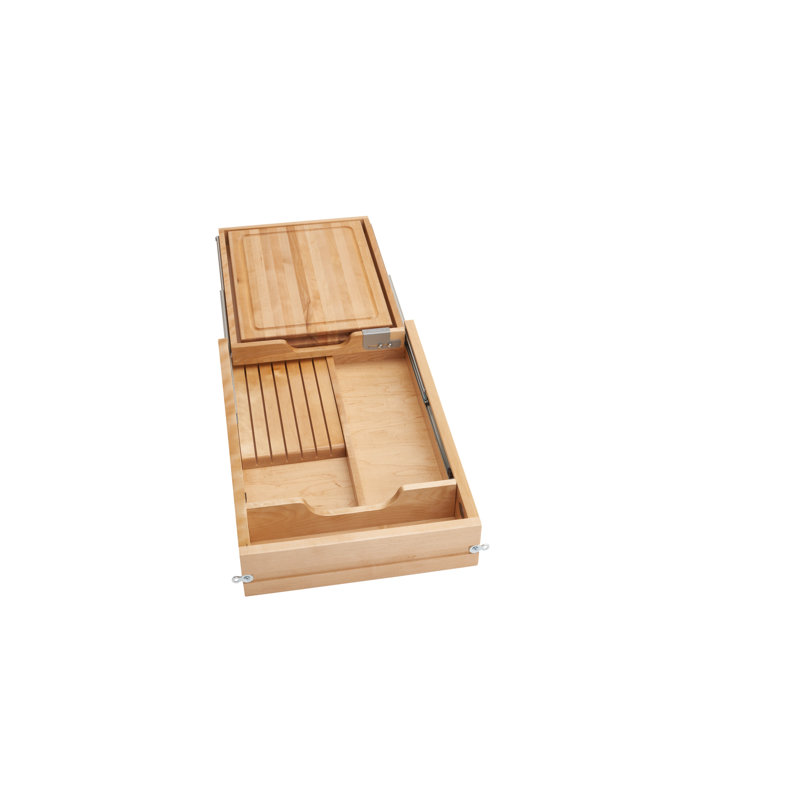 Natural Maple Adjustable Wood Knife Organizer with Cutting Board