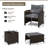5 Pcs Patio Rattan Furniture With 2 Wicker Ottomans & Tempered Glass Coffee Table-368362685