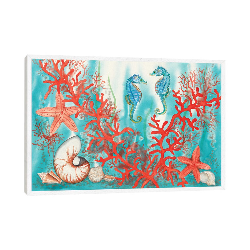 Sea Life by Christine Reichow - Print on Canvas, White Framed Canvas, 101.6cm H x 152.4cm W x 3.81cm D