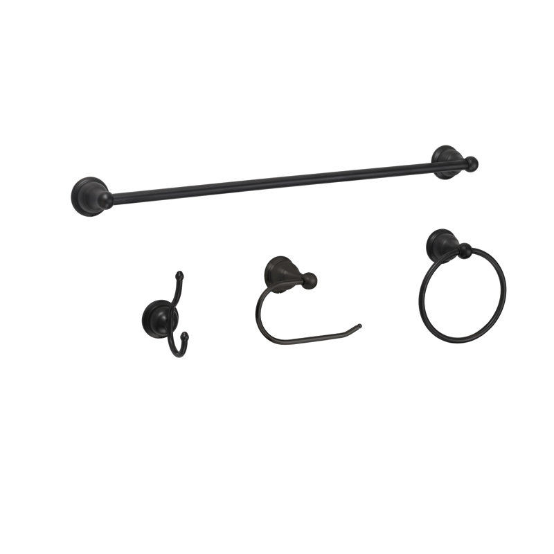 4 - Piece Bathroom Hardware Set, Satin Black