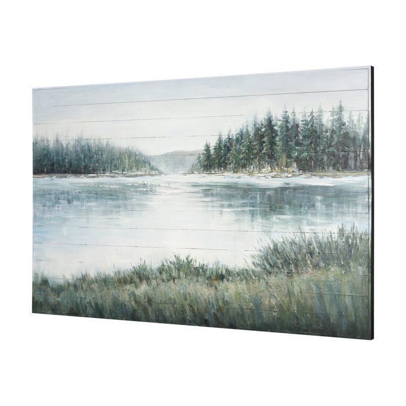 Mere Pond Lake 60 x 40, peinture à l'huile sur bois peinte à la main