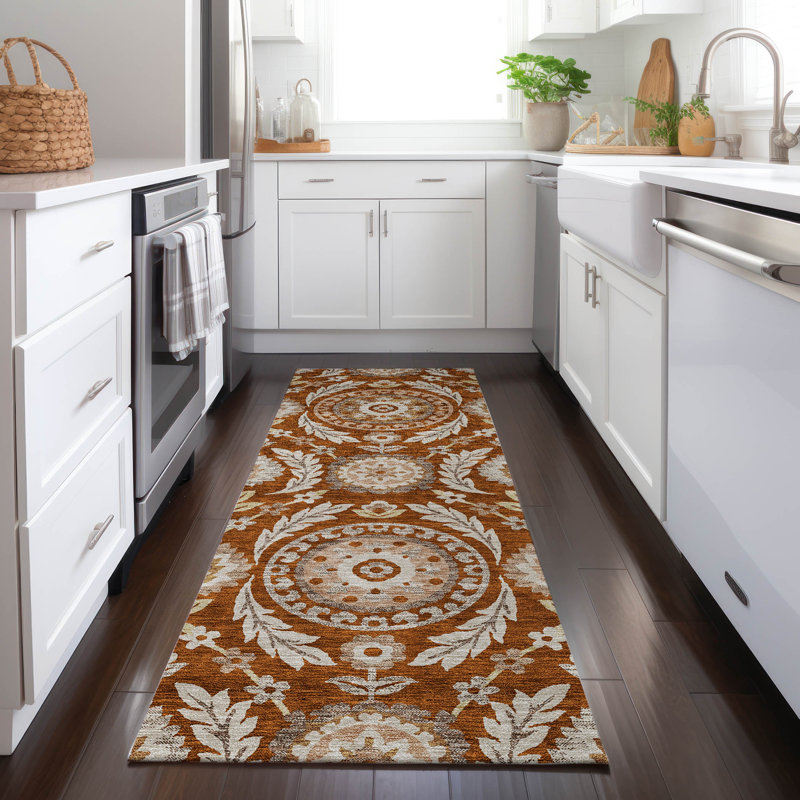  Machine Washable Indoor/Outdoor Mahaney ACN751 Ivory Rug, Runner 2'3" x 7'6"