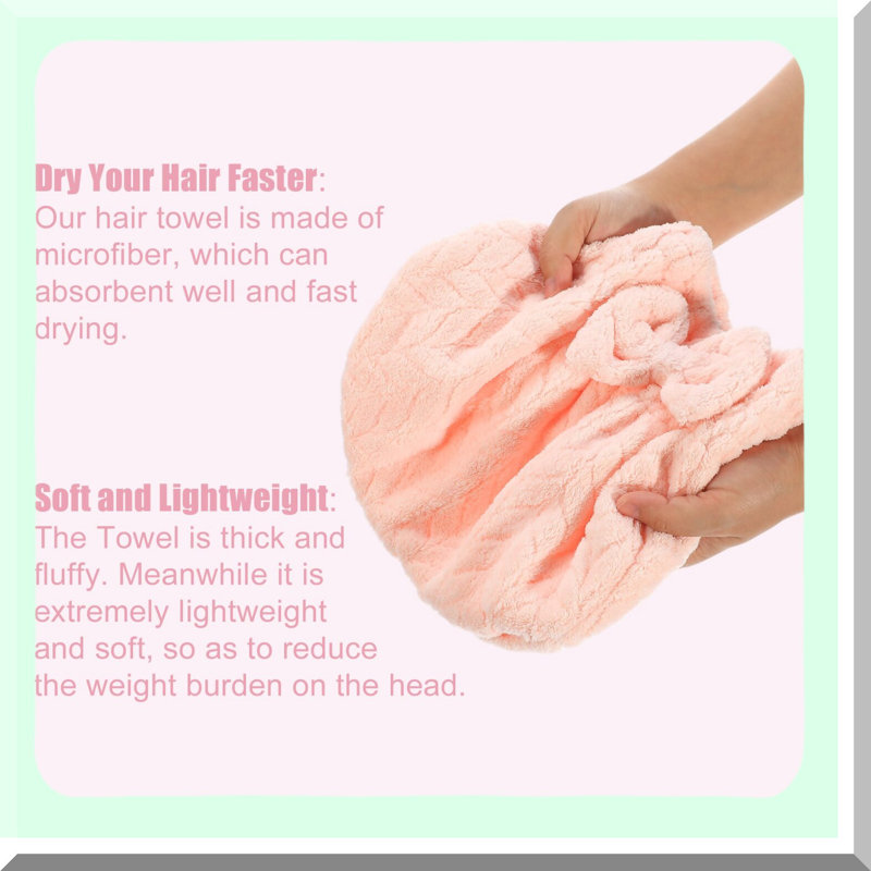 DiamondDry Quick Absorbent Hair Towel - Lightweight, Fast-Drying Cap for Post-Bath Hair Care, Pink