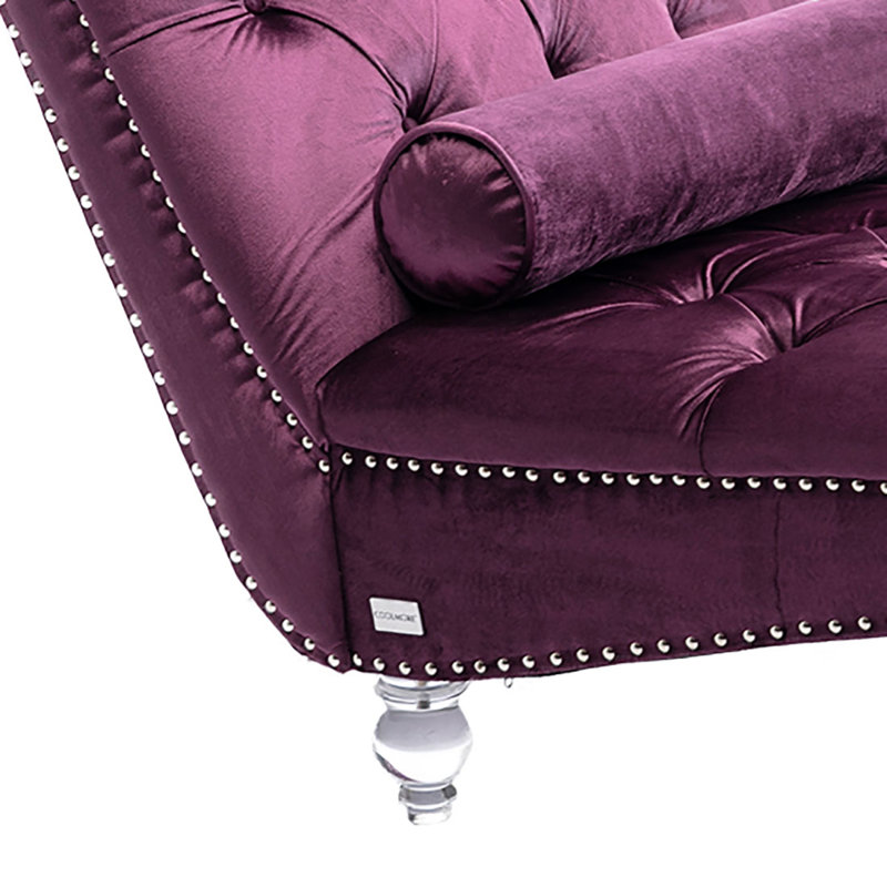 Chaise longue rembourrée en velours Jakolbi Elegant, Velours mauve