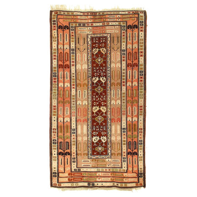 Hand Woven Cotton and Wool Striped Area Rug