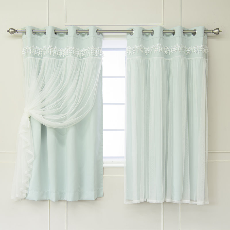 Loar Room Darkening Thermal Curtain Panels, Mint, 52" W x 63" L