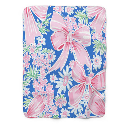 Flowery Bow Designs - Couverture sherpa de qualité supérieure 1 pièce