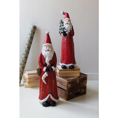  Christmas Santa Figurines Resin 29" H Holiday Decorative Ornaments Set Of 2