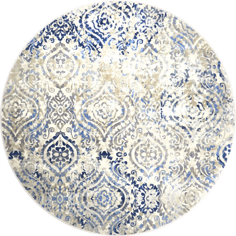 Rondo Damask Indoor Rug, Round 7'10"