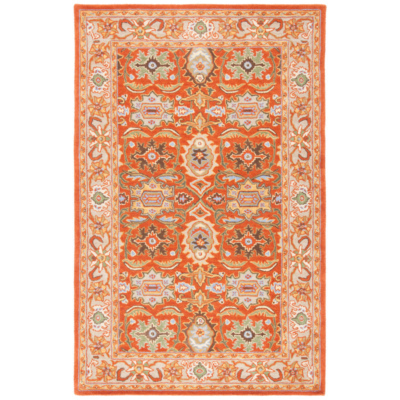Tapis oriental rouille / beige en laine touffeté à la main Cranmore, Rectangle 5 pi x 8 pi