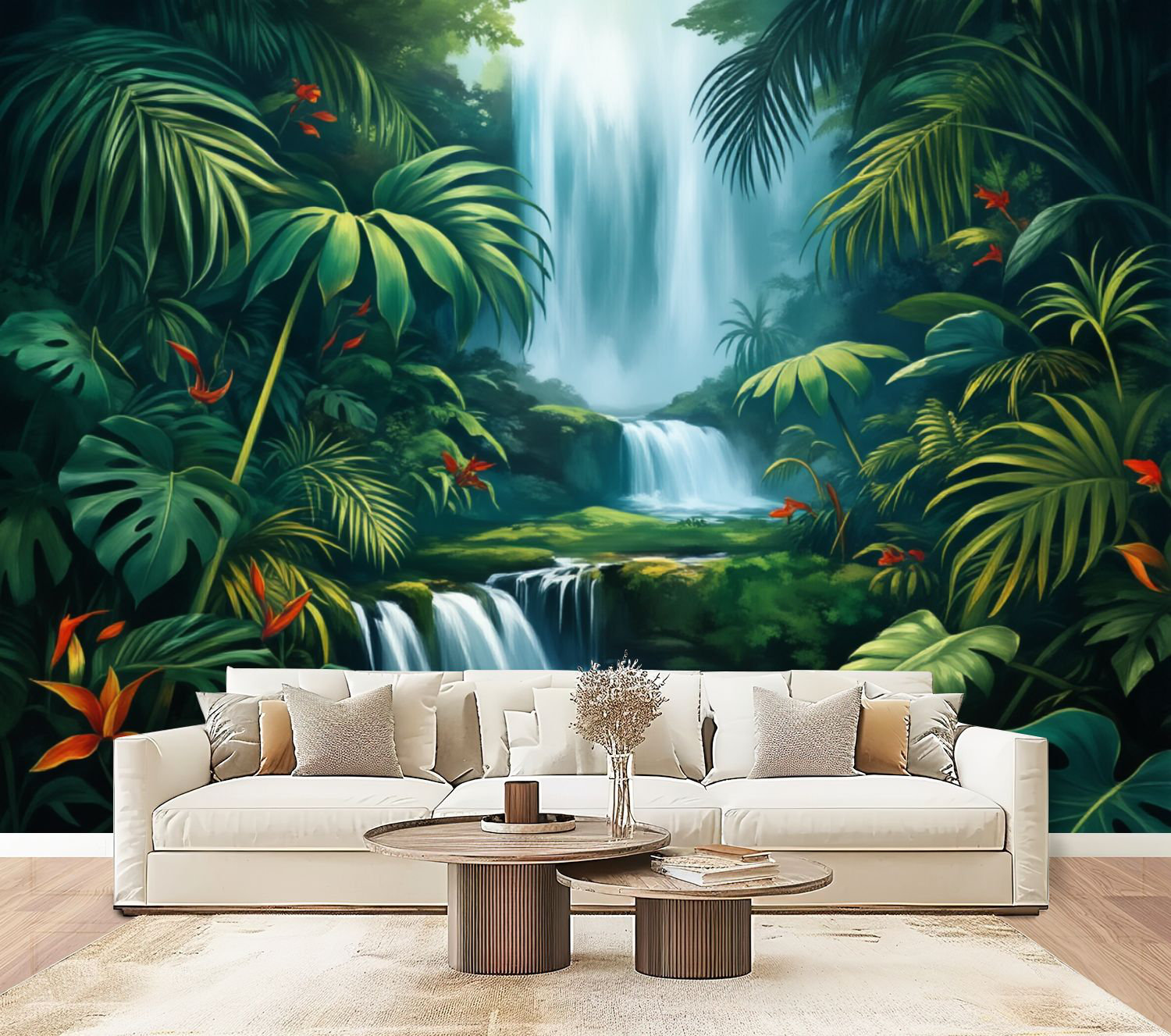 Red Barrel Studio® Peel and Stick Wallpaper Tropical Waterfalls Green ...