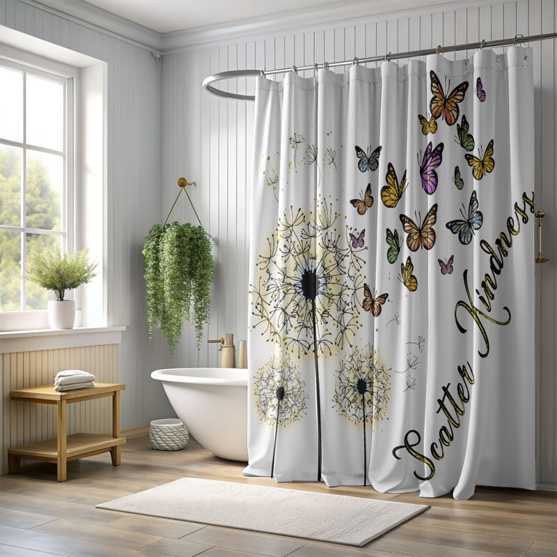 Shine with Kindness - Rideau de douche standard 1 pièce, H 74 po x l 40 po