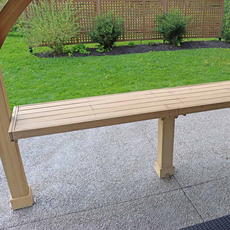 10ftx12ft Wood soft-top Gazebo, 285cm H x 303cm W x 119cm D