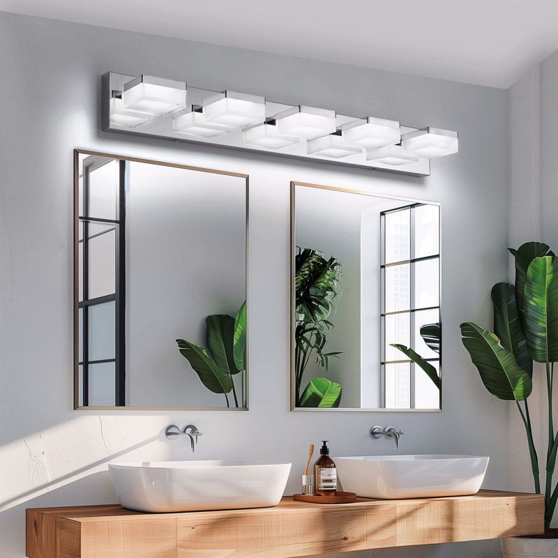 Applique murale moderne pour salle de bain à 5 lumières DEL moderne en chrome pour miroir de salle de bain