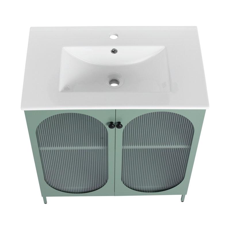 Meuble-lavabo autoportant de 30 pouces avec comptoir en céramique