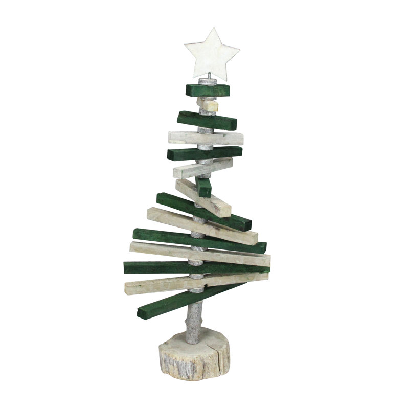 Décoration de table arbre de Noël en spirale vert et naturel 20,25 po