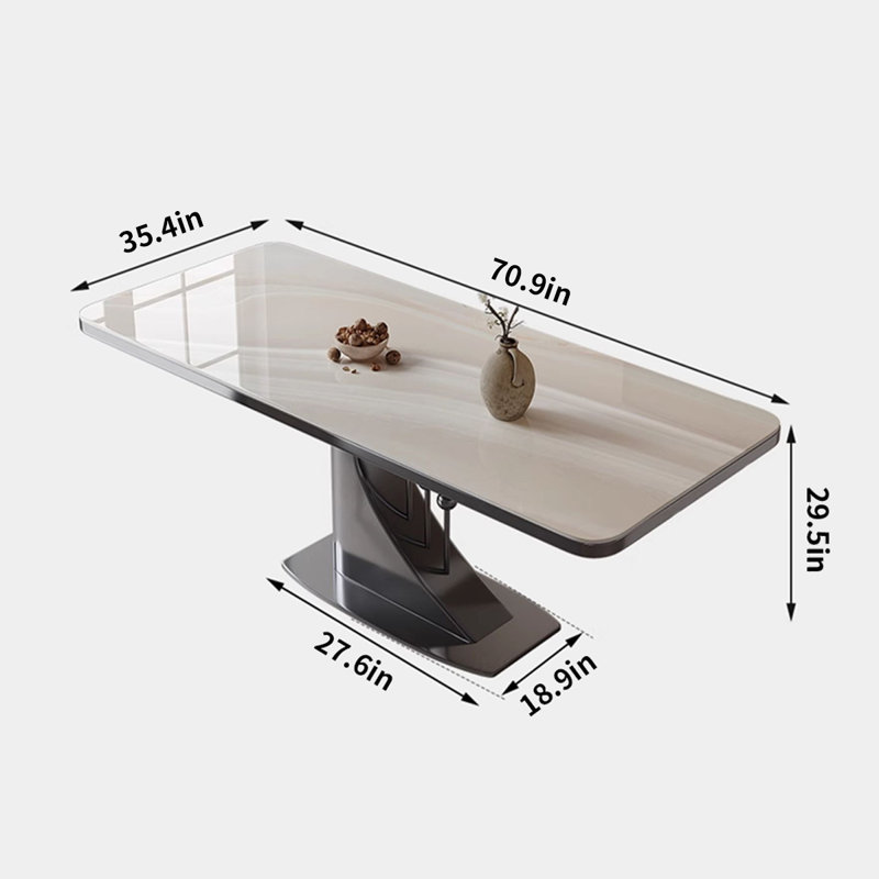 Table de salle à manger élégante en pierre micro-cristalline, H 29,5 po x L 70,9 po x l 35,4 po