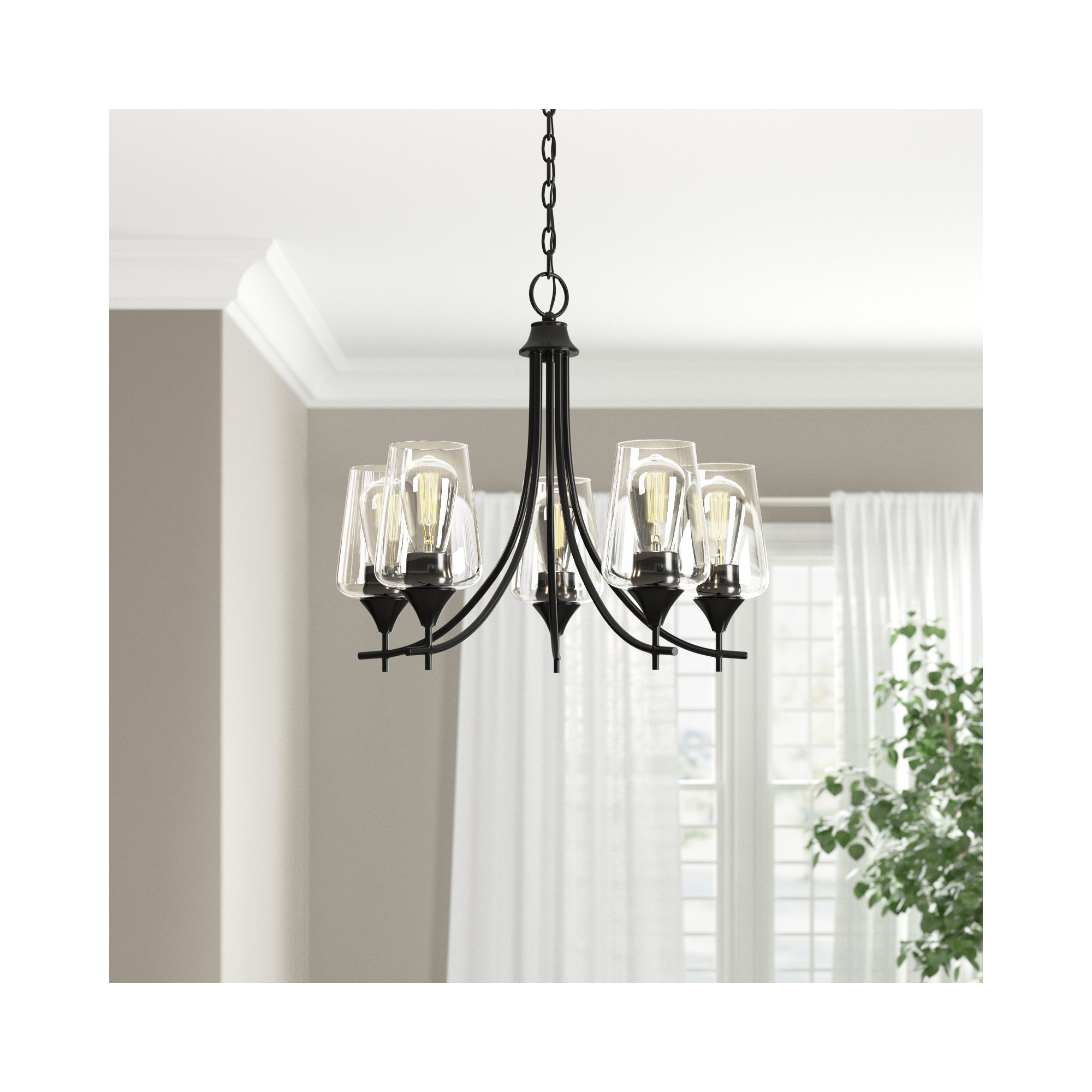 Breena 5 - Light Dimmable Chandelier, Matte Black