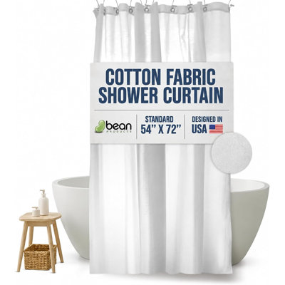 Premium Cotton Shower Curtain For Bathroom Decor - Non-Toxic Curtain For Tub And Stall Showers
