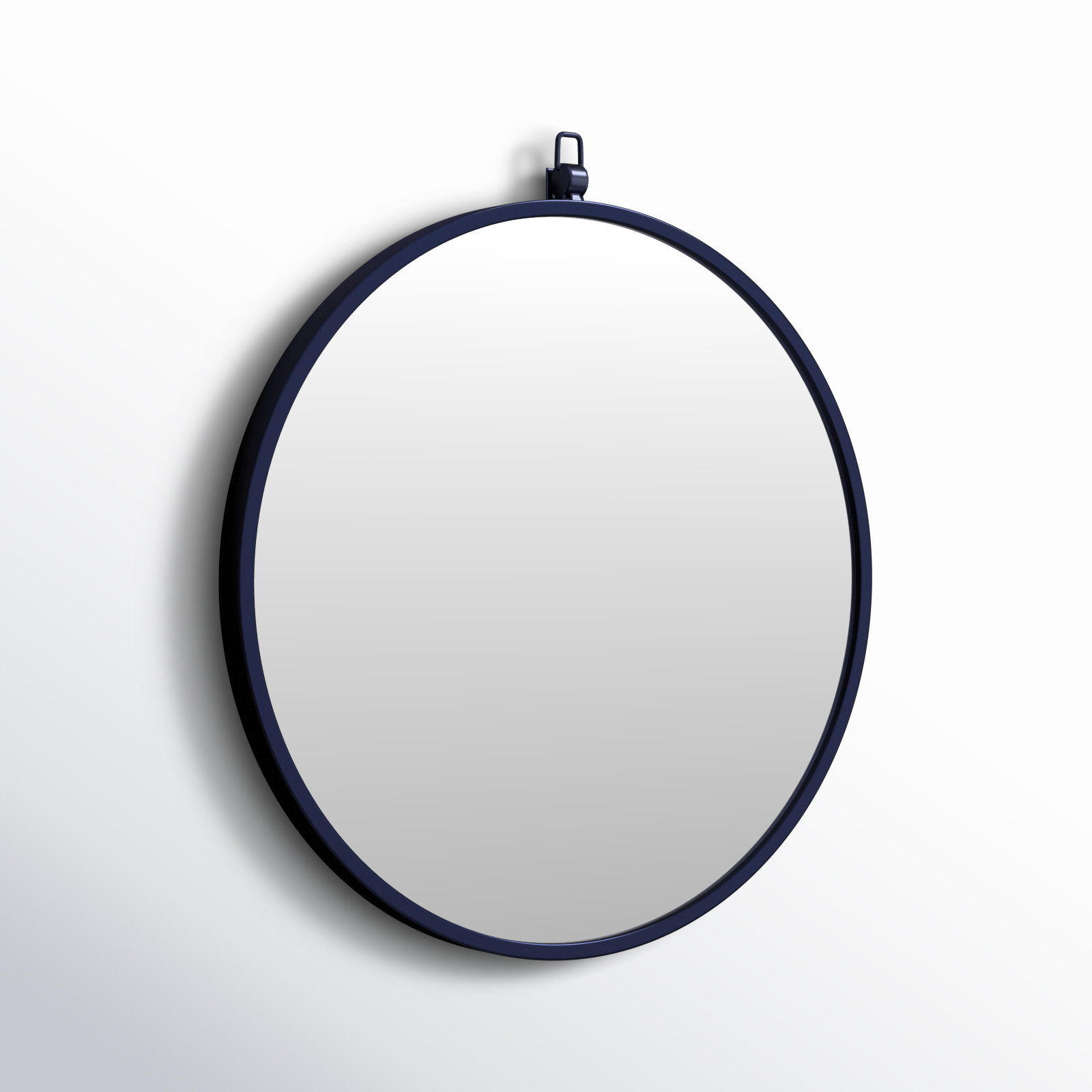 Cassie Metal/Manufactured Wood Round Wall Mirror, 18" x 18", Blue