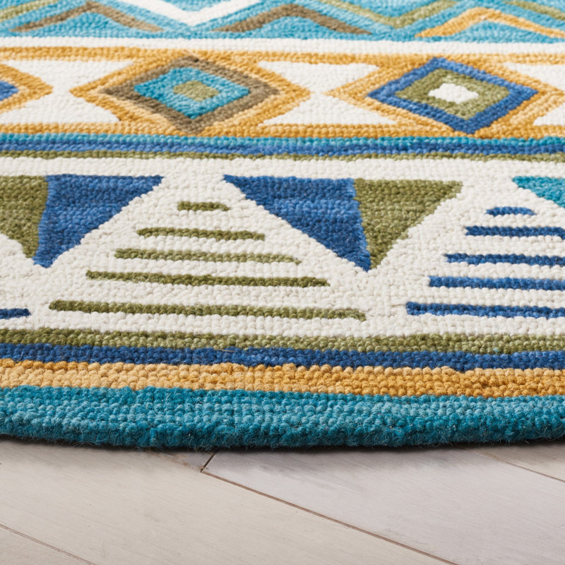 Bryenna Hand Tufted Wool Geometric Rug, Round 6'