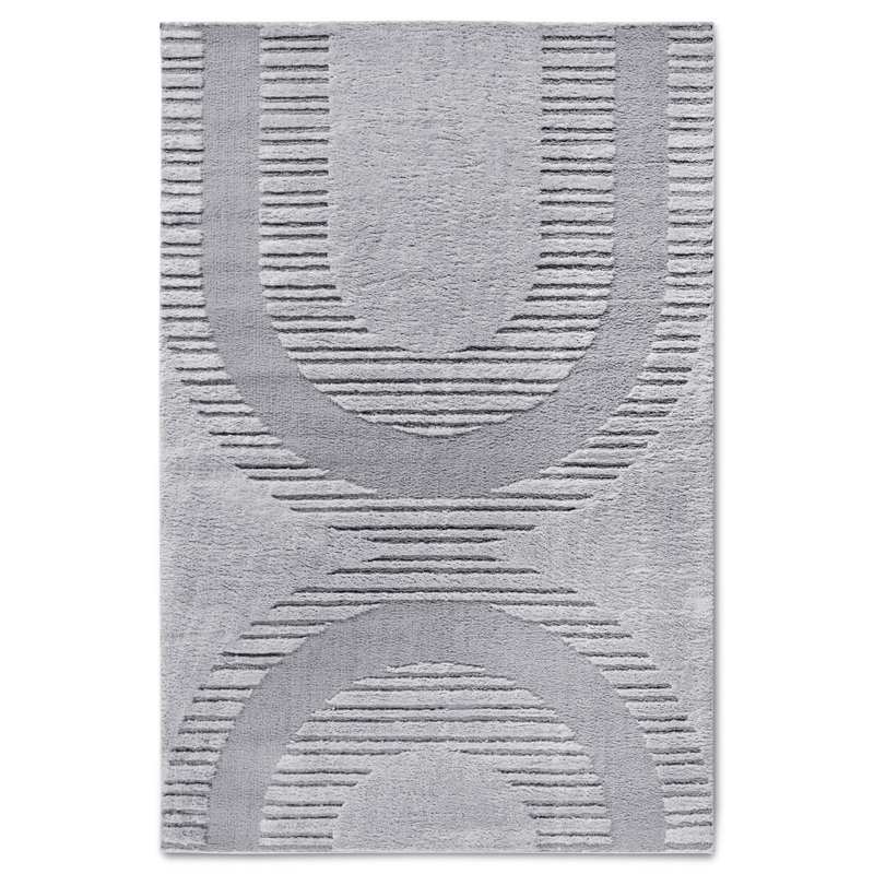 , Light Grey Gallery Geometric Machine Woven Area Rug, Rectangle 160 x 235cm