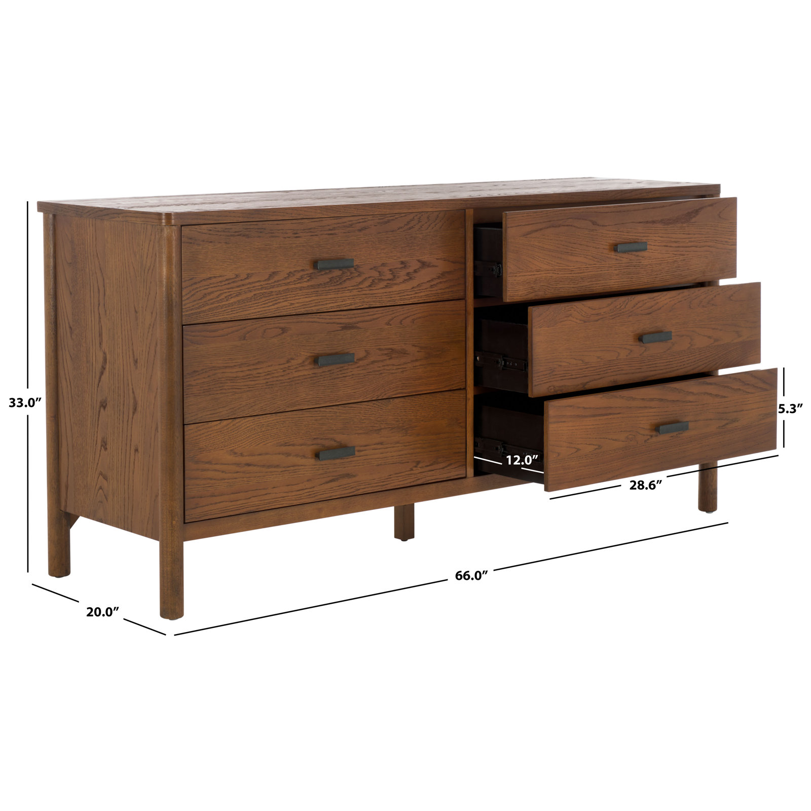 Kaplan 66" Dresser, Medium Oak