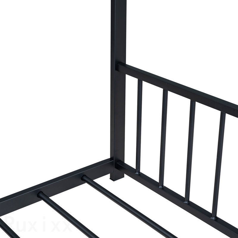 Lit double pleine grandeur en métal, noir, Black, Full