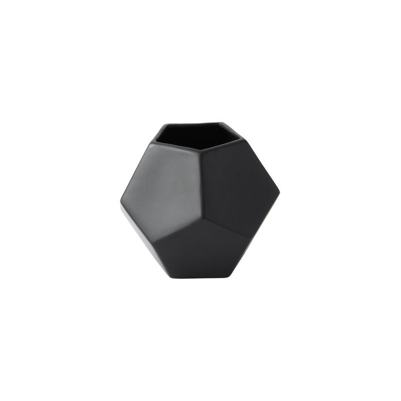 Faceted Table Vase, 4" H x 4.5" W x 4.5" D, Black